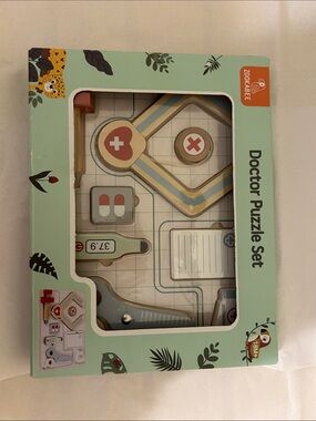 Kids Doctor Puzzle Set - Mint Green and Beige